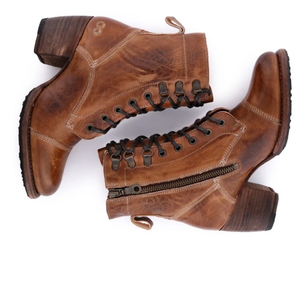 Bed Stu Tan Leather Lace-Up Ankle Booties - Picture 4 of 9